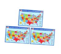 Lurrose 3piezas Usa Map Poster for Kids Laminated Educational Wall Chart of The United States for Classroom and Bedroom Decor Detailed States and Cities Information