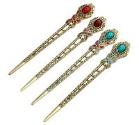 Lurrose 4 Horquillas Chinas Accesorios Pelo Retro Vintage Pelo Gemas de Imitación en Aleación Color Aleatorio para Mujeres en Celebraciones y Estilo Casual