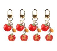 Lurrose 4 llaveros de tomate: llavero con dije de tomate artificial para bolso, cartera o mochila - colgante de fruta realista para recuerdos de fiestas de cumpleaños, relleno de calcetines navideños
