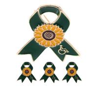 Lurrose 4 Piezas Broche de Aleación Diseño de Girasol para Mujer, Insignia de Reconocimiento en Actividades de Voluntariado y Eventos Benéficos, Cómodo de Llevar