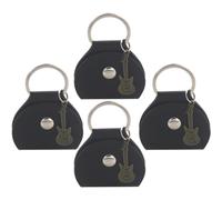 Lurrose 4 Piezas Estuche para Púas de Guitarra Bolsa de Transporte para Púas PU y Metal Negro Llavero para Bass Tipo de Instrumentos de Cuerda
