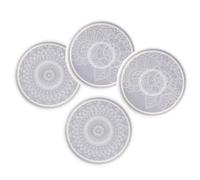 Lurrose 4 Piezas Molde de Silicona para Posavasos Diseño Mandala Redondo Detallado, Seguro y Reutilizable para Manualidades DIY y Exposiciones de Arte