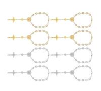 Lurrose 4 Piezas Pulsera de Cuentas de Oración con Perlas de Imitación Diseño Ligero Tonos Dorado y Plateado para Bautizos Yoga y Momentos de Reflexión