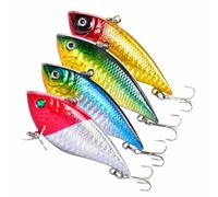 Lurrose 4 Piezas Señuelos de Pesca Vib 7cm 12g de Plástico Cebo Duro Holográfico Forma de Pez Pequeño para Atraer Peces Pesca al Aire Libre