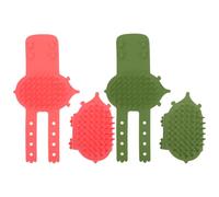 Lurrose 4 rascadores para gatos con forma de cara, cepillo ajustable de silicona suave para esquinas de mesas y estructuras de escalada, reduce la caída del pelo y los arañazos (verde y rosa).