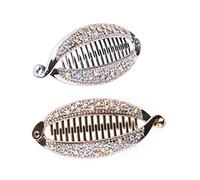 Lurrose 4pcs Banana Pinza de pelo Brillante Rhinestone Decoración Titular de de caballo Clip Resina Elegante Barreteadores del pelo para las mujeres (oro y plata)