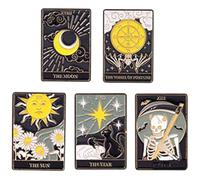 Lurrose 5 Broches de Aleación con Diseño de Tarot, Pin Esmaltado Resistente y No Fácil de Desvanecer, Adecuado para Bufandas y Estilos de Vestir Ocasión