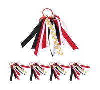 Lurrose 5 cintas para el cabello de softbol para niñas, sujetadores de coleta con serpentinas, gomas elásticas para el cabello, accesorios de peinado para el día del partido de softbol para