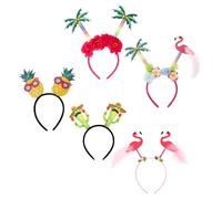 Lurrose 5 Diademas Creativas de Plástico Formas de Flamingo, Piña, Árbol y Cactus para Celebracion Verano y Fiestas Luau, Ligeras y Decorativas