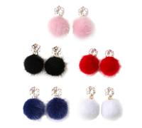 Lurrose 5 Pares Pendientes de Mujer en Pack de Color Aleatorio Pompón Esponjoso y Bola de Pelo, Diseño Drop Ligero y Moderno Varios estilos para Joyas de Varios estilos