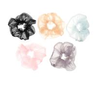Lurrose 5 Piezas de Coleteros Elásticos Cabello de Mujer, Anillos de Tela y Malla en Colores Variados, Accesorios para Peinados en Fiestas, Diario y Viajes