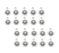 Lurrose 50 Piezas Colgantes Medalla Sol DIY 17x13mm Colgantes de Aleación Color Plata Antigua Charms para Hacer Pulseras Collares Manualidades Accesorios Bijouterie