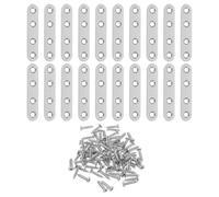 Lurrose 50 Placas de unión para Madera y Metal 77x2 Mm, Soportes Rectos y Escuadras de acero Inoxidable para Reparación de Muebles, Refuerzo de Camas, Estanterías y Tableros, Paquete de 50 unidades