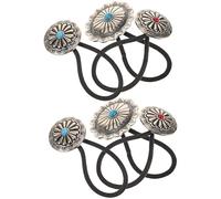 Lurrose 6 Coleteros Estilo Vaquero Flor de Calabaza y Turquesa Imitación, Banda Elástica para Cabello Corto y Largo, Sujeción Segura para Fiestas y Aventuras al Aire Libre
