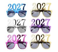 Lurrose 6 gafas de Nochevieja: Gafas con el número 2027 - divertidas para fiestas, recuerdos de fiesta, Año Nuevo Chino, accesorios para fotos de la cuenta atrás de Navidad