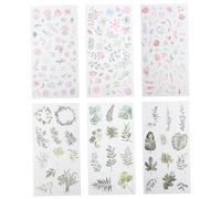 Lurrose 6 Juegos Pegatinas de Flores para Scrapbooking de Calcomanías Botánicas para Manualidades y Diarios Material Premium de Usar Adhesivo