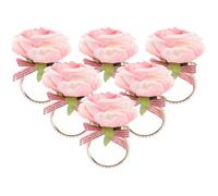 Lurrose 6 Piezas Anillo para Servilletas con Rosa Artificial y Perla Decorativa de Adorno para Mesa de Comedor Bodas Navidad y Eventos Elegantes