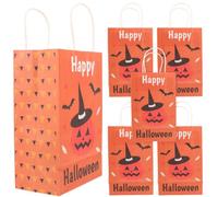 Lurrose 6 Piezas Bolsas de Papel para Halloween Creativas y Duraderas, sin Olor, Color Naranja, Ideales para Fiestas y Actividades de Dulce o Trato