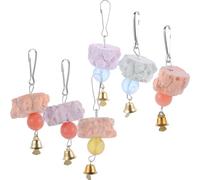 Lurrose 6 Piezas Juguetes Colgantes para Masticar con Campana Piedra de Calcio para Loros y Periquitos Accesorio para Jaula Reduce Soledad y Estimula Salud Mental Diseño Decorativo y