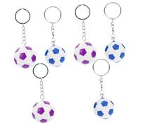 Lurrose 6 piezas Llaveros de Fútbol con Colgante Forma de Balón Llavero Decorativo para Bolso Diseño Azul y Púrpura Resistente y Portátil para Fans