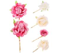 Lurrose 6 Piezas Pinza Cabello Flores, Pasador de Flores de Tejido, Estilo Bohemio, Fácil de Usar, Sujeta el Pelo, para Obsequio a Amigos y Familia, Reuniones entre Amigos