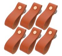 Lurrose 6 Piezas Tiradores de PU Marrón para Cajones y Armarios de Perillas Decorativas de para Muebles Instalación y Diseño Clásico