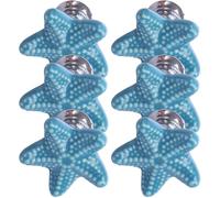 Lurrose 6 Tiradores de Armario de Cocina de Cerámica en Forma de Estrella de Mar Azul, Pomos Decorativos para Muebles y Cajones, Manijas Resistentes y Funcionales para Baño y Dormitorio