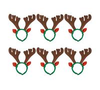 Lurrose 6pcs diademas de navidad cuernos de reno aros de pelo orejas de reno diademas festival tocado banda para el cabello para adultos niños niños