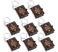 Lurrose 8 Piezas Llavero Bendito en Miniatura Forma de Libro Bíblico, Material Pvc y Metal, Clip Firme para Bolso, Obsequio Espiritual Adecuado para Comunión y Fiestas Religiosas