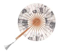 Lurrose Abanico Plegable Redondo Portátil de Bambú y Tela, Ventilador de Mano Clásico Resistente y Ligero para Fotos Artísticas y Fiestas Varios estilos