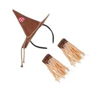 Lurrose Accesorios de Espantapájaros para Mujer y Adulto Disfraz de Rafia con Sombrero Diadema y Muñequeras Cómodo y Transpirable para Fiestas de Halloween y Eventos Temáticos