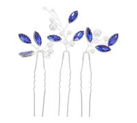 Lurrose Accesorios para el cabello con detalles en cristal y estilo retro, pack de 3 horquillas azules para mujeres en eventos especiales y cumpleaños