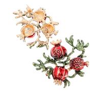 Lurrose Alfiler de Aleación Rojo Diseño de Granada 2 Piezas, Ligero y Cómodo, Elegante para Fiestas y Regalos Originales para Madres