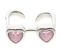 Lurrose Anillo Ajustable para Parejas Diseño de Gafas y Forma de Rosa, Hecho de Aleación de Zinc, Estilo Creativo y Apilable para Uso Diario y Moda