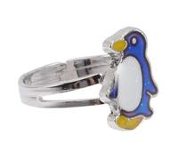 Lurrose Anillo de Pingüino Abierto Que Cambia de Color Temperatura, Ajustable para Mujer y Niña, Anillo de Animal Diseño de Dibujos Animados, Joyería Única de Dedo