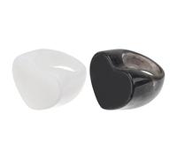 Lurrose Anillos de Moda Vintage 2 Piezas Acrílico Corazón Retro Negro y Blanco, Anillo de Dedo Delicado y Decoración Elegante para Hombre y Mujer