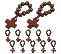 Lurrose Anillos Rosario de Madera con Cuentas de Oración Devocional, Diseño Elegante y Resistente al Desgaste, Ideales para Servicios Religiosos y Recuerdos de Comunión