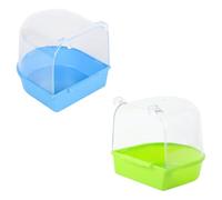 Lurrose Artículos de baño para Loros 2 Unidades 5.31X5.11X4.92In PVC Azul para Loros y pájaros Accesorio de Limpieza para jaulas Verano