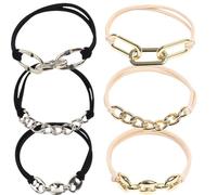Lurrose Bandas Elásticas Cabello Metálicas 6 Piezas, 2 Sets 3 Cintas Pelo para Niñas y Mujeres, Colores Oro y Plata, Accesorios para Peinados y Uso Diario