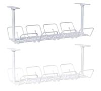 Lurrose Bandeja de Gestión de Cables Organizador de Cables de Plástico Reutilizable Debajo del Escritorio 2 Piezas Resistente y Fácil de Usar para Oficina y Hogar