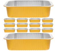 Lurrose Bandejas de Aluminio Desechables 20 Piezas 750 Ml Cuadradas sin Tapa Resistentes al Calor para Hornear Asar y Llevar Alimentos Envases para Uso en Horno Tostador y Barbacoa