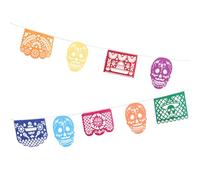 Lurrose Banderines Colgantes para Fiesta del Día Muertos Mexicanos, Pancarta Decorativa de Fieltro Calado, Guirnalda Temática Mexicana para Decoración de Hogar, Patio y Jardín