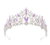 Lurrose barroca de diamantes de imitación princesa tiara diadema de cristal para novia para boda, cumpleaños, baile de graduación (púrpura)