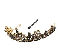 Lurrose Barroca Negra De Cristal Con Diamantes De Imitación Para Mujer Tiara Clásica Estilo Reina Para Boda Fiesta Y Compromiso Accesorio De Pelo Elegante