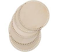 Lurrose Base para Bolso de Crochet Redonda 25 CM, 5 Piezas sin Tratar Agujeros Perforados, Adecuado para Tejer a Mano y Crear Cestas Tejidas