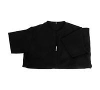 Lurrose Bata de Peluquería Canina y Antiestática, Chaqueta de Manga Corta Negra Talla L para Aseo Profesional en Escuelas y Clínicas de Mascotas