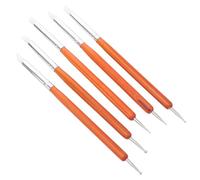 Lurrose Bolígrafo de Arcilla para Cerámica de Silicona Mango de Madera, Doble Punta para Esculpir y Repujar, 5 Piezas Portátiles para Manualidades y Cerámica DIY