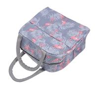 Lurrose Bolsa Almuerzo Aislada Aislamiento Térmico, Estampado Flamenco Gris, Tamaño Mediano, Material Lona y Papel Aluminio, Resistente al Frío para Oficina, Picnic y Camping