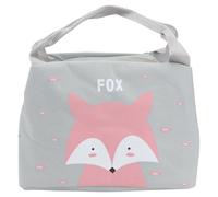 Lurrose Bolsa Bento de Almuerzo Portátil para Estudiantes Aislamiento Térmico, Tamaño Medio, Interior de Aluminio, Diseño de Tela Oxford Gris con Estampado de Animal para Picnic y Trabajo