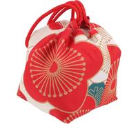 Lurrose Bolsa Cordón Estilo Kimono Japonesa, Monedero Beige Flor de Cerezo, Bolso de Mano Pequeño para Teléfono y Accesorios, Decoración de Fiesta y Uso Diario
